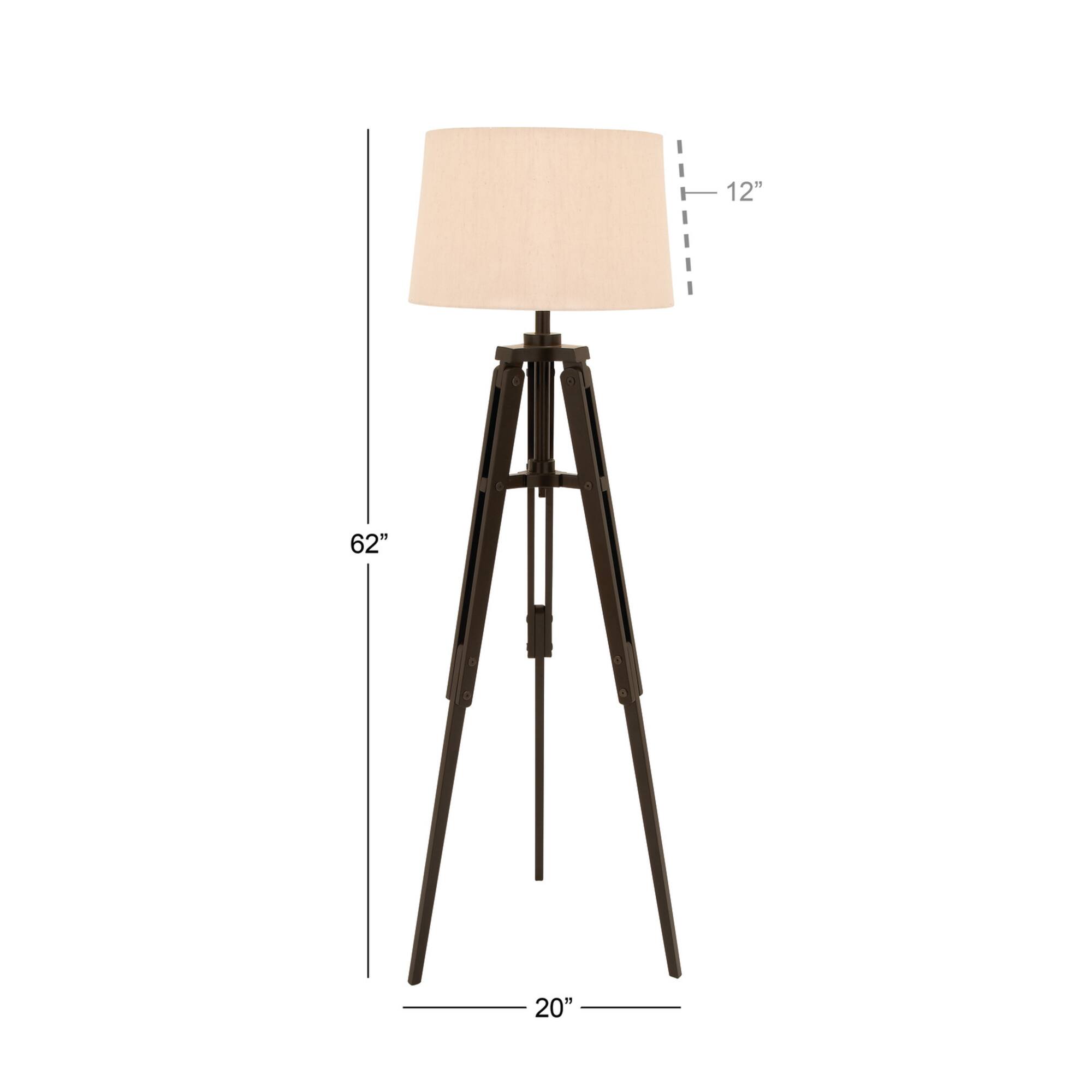 Black Wood Industrial Floor Lamp, 62" x 21" x 21"
